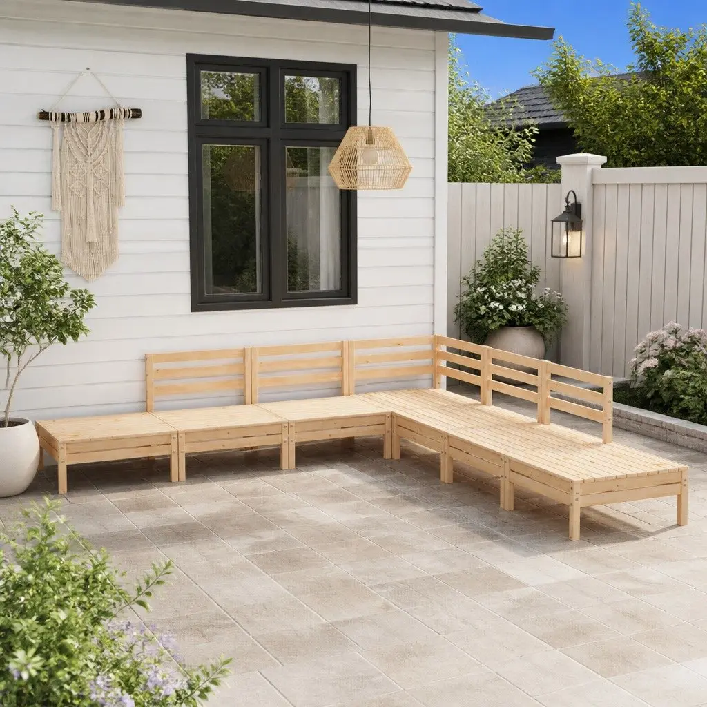 7 Piece Wooden Garden Lounge Set Pallet Design Outdoor Furniture Brown Sofa