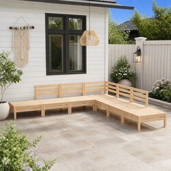 7 Piece Wooden Garden Lounge Set Pallet Design Outdoor Furniture Brown Sofa