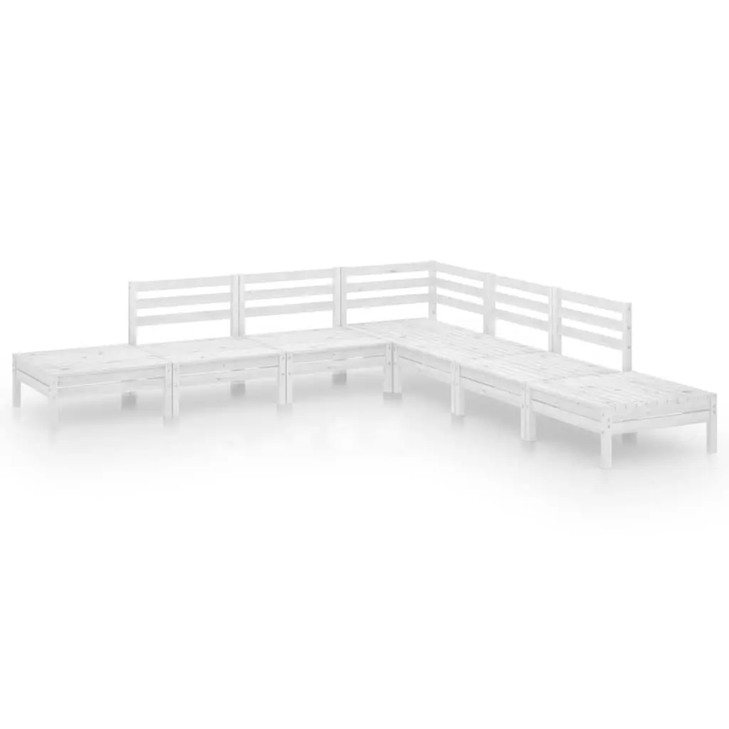 7 Piece Garden Lounge Set Solid Pinewood White Patio Outdoor Furniture Sofa