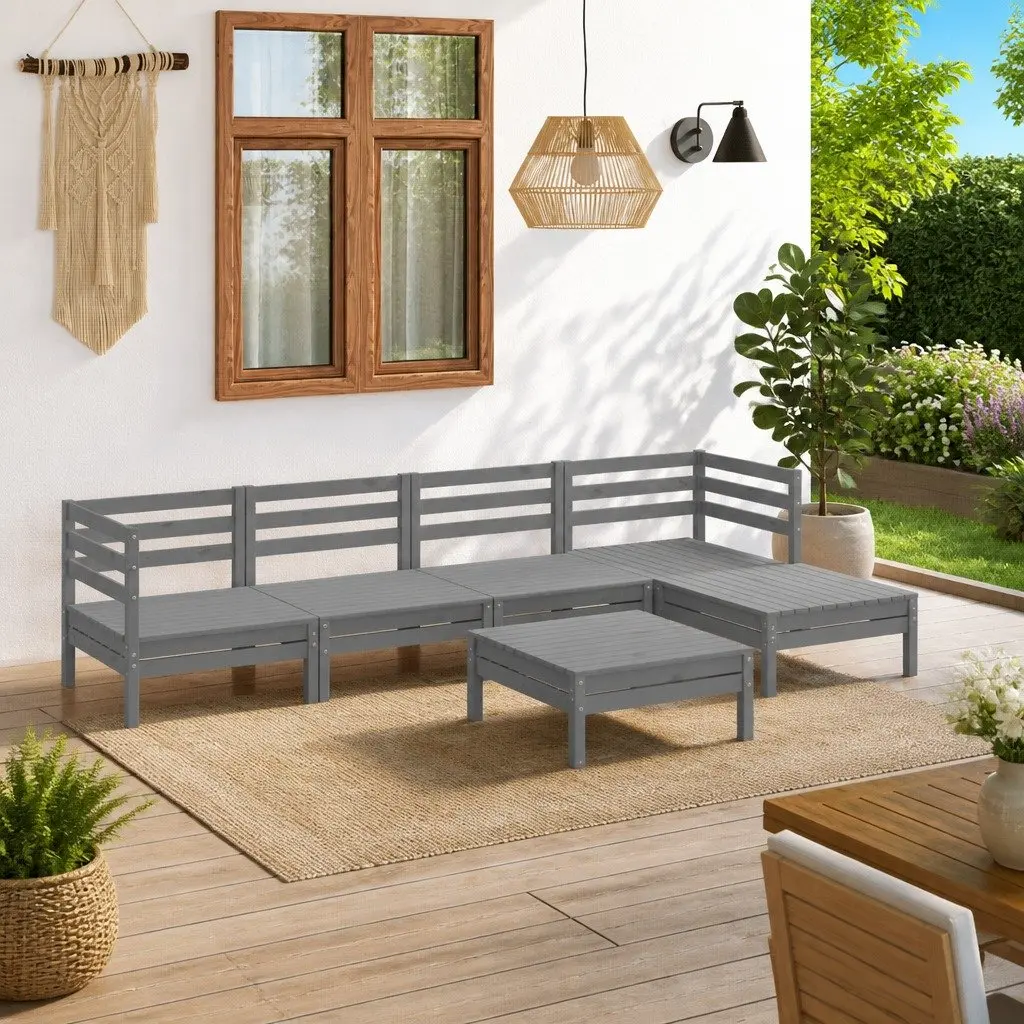 6 Piece Outdoor Lounge Set in Grey