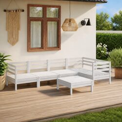 6 Piece White Modular Garden Lounge Set