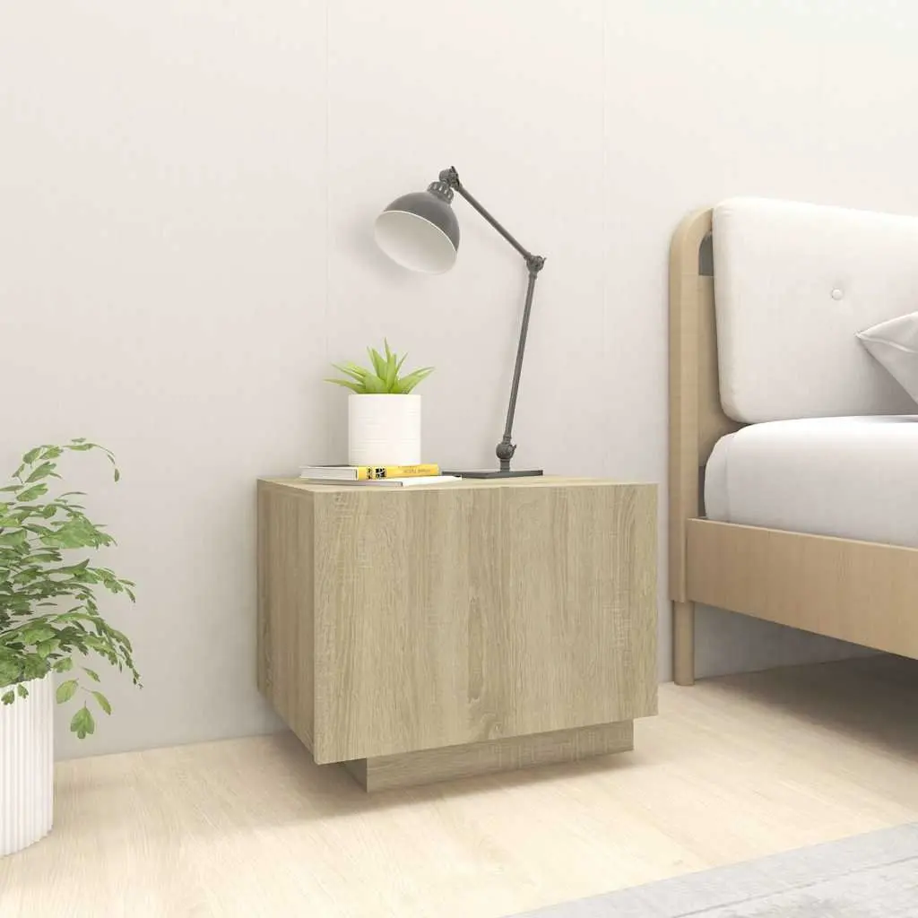 Bedside Cabinet Brown Storage Table Engineered Wood Nightstand Bedroom Furniture