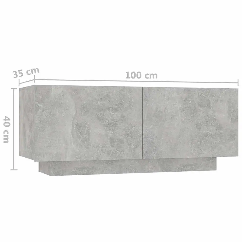 Bedside Cabinet Grey 100x35x40 cm Storage Table Nightstand Engineered Wood