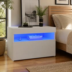 Friendly White Bedside Cabinet with RGB LEDs