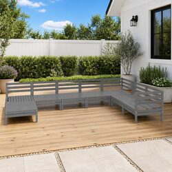8 Piece Wooden Garden Lounge Set Pallet Design Outdoor Furniture Grey Sofa