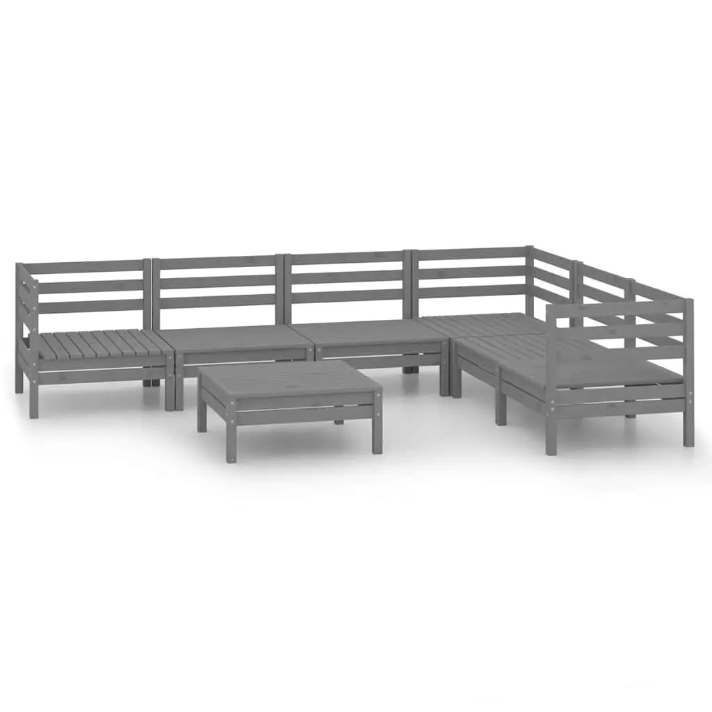 7 Piece Garden Lounge Set Solid Pinewood Modular Outdoor Patio Furniture Grey