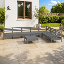 Garden Lounge Set 8 Piece Wooden Outdoor Patio Furniture Sofa Grey Modular