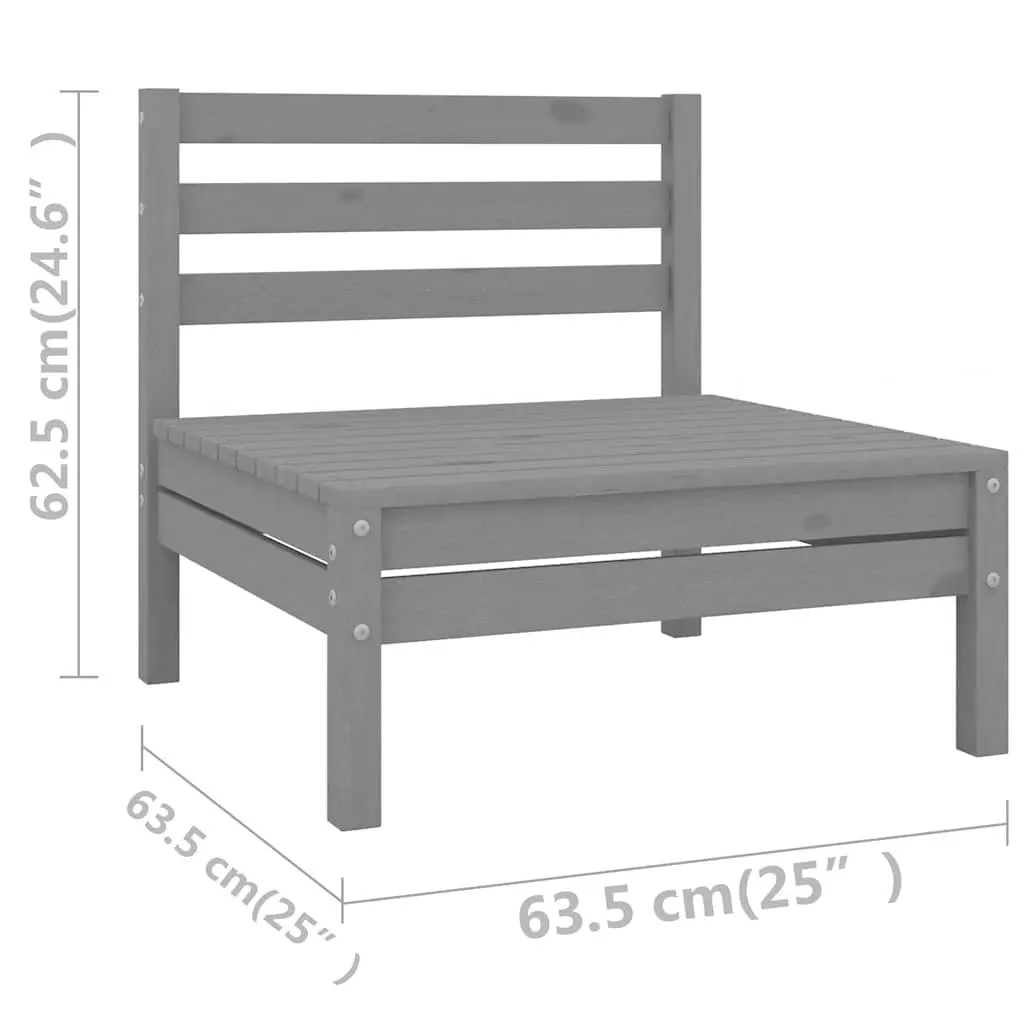 6 Piece Garden Lounge Set Grey Outdoor Patio Furniture Modular Wooden Sofa