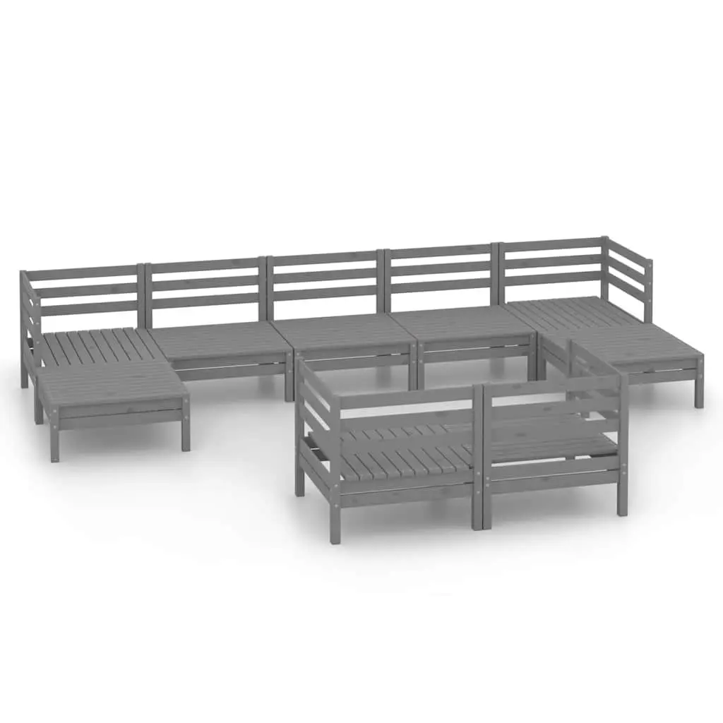 Garden Lounge Set Modular Pallet Style 9 Piece Grey Wooden Patio Furniture