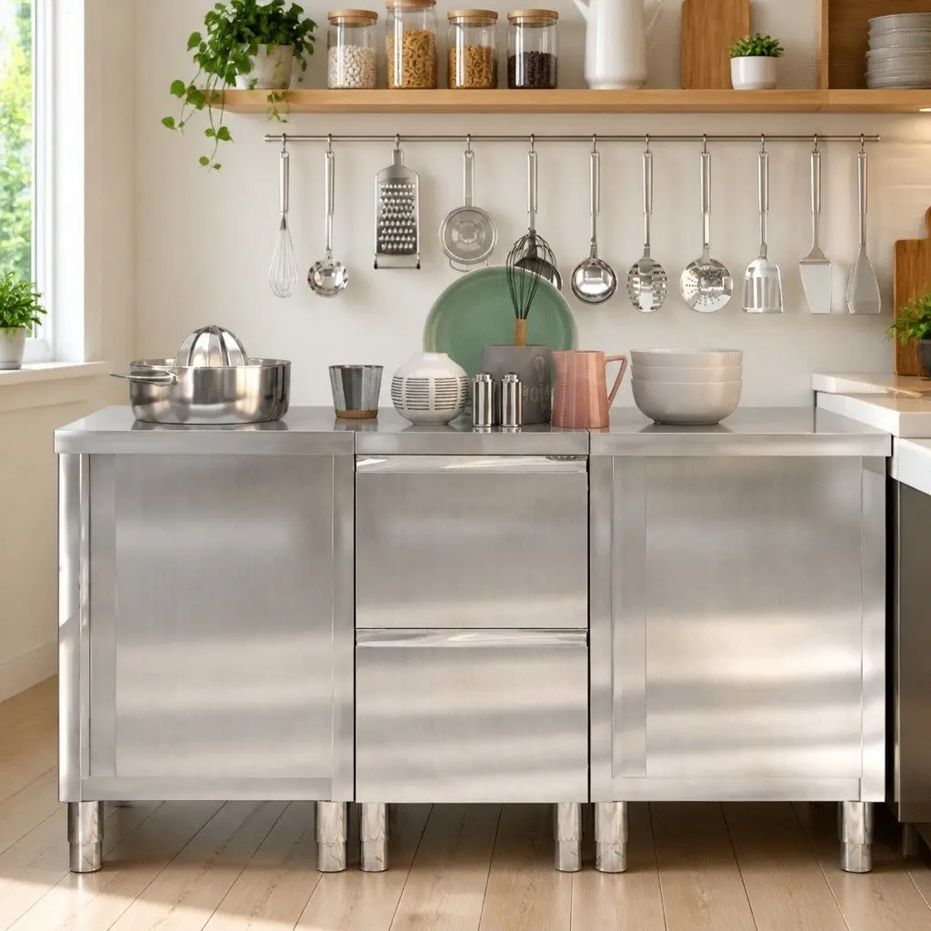 Commercial Kitchen Storage Cabinet 3pc Stainless Steel Restaurant Hotel Garage