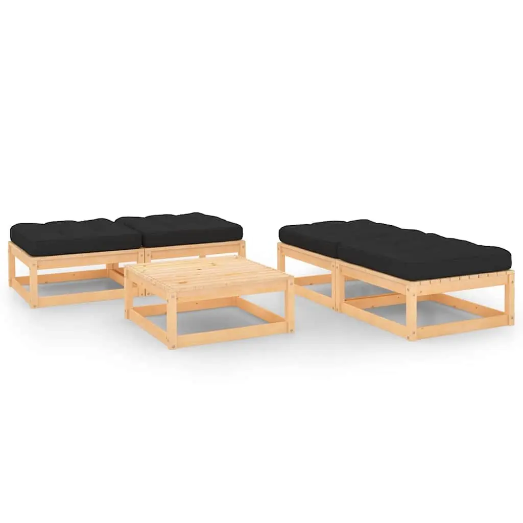 5 Piece Garden Lounge Set Solid Pinewood Sofa with Cushions