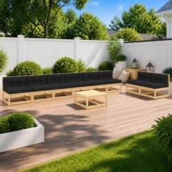 Friendly 9 Piece Garden Lounge Set with Comfortable Cushions