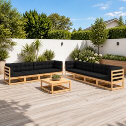 9 Piece Garden Lounge Set Outdoor Furniture Pinewood Sofa with Cushions