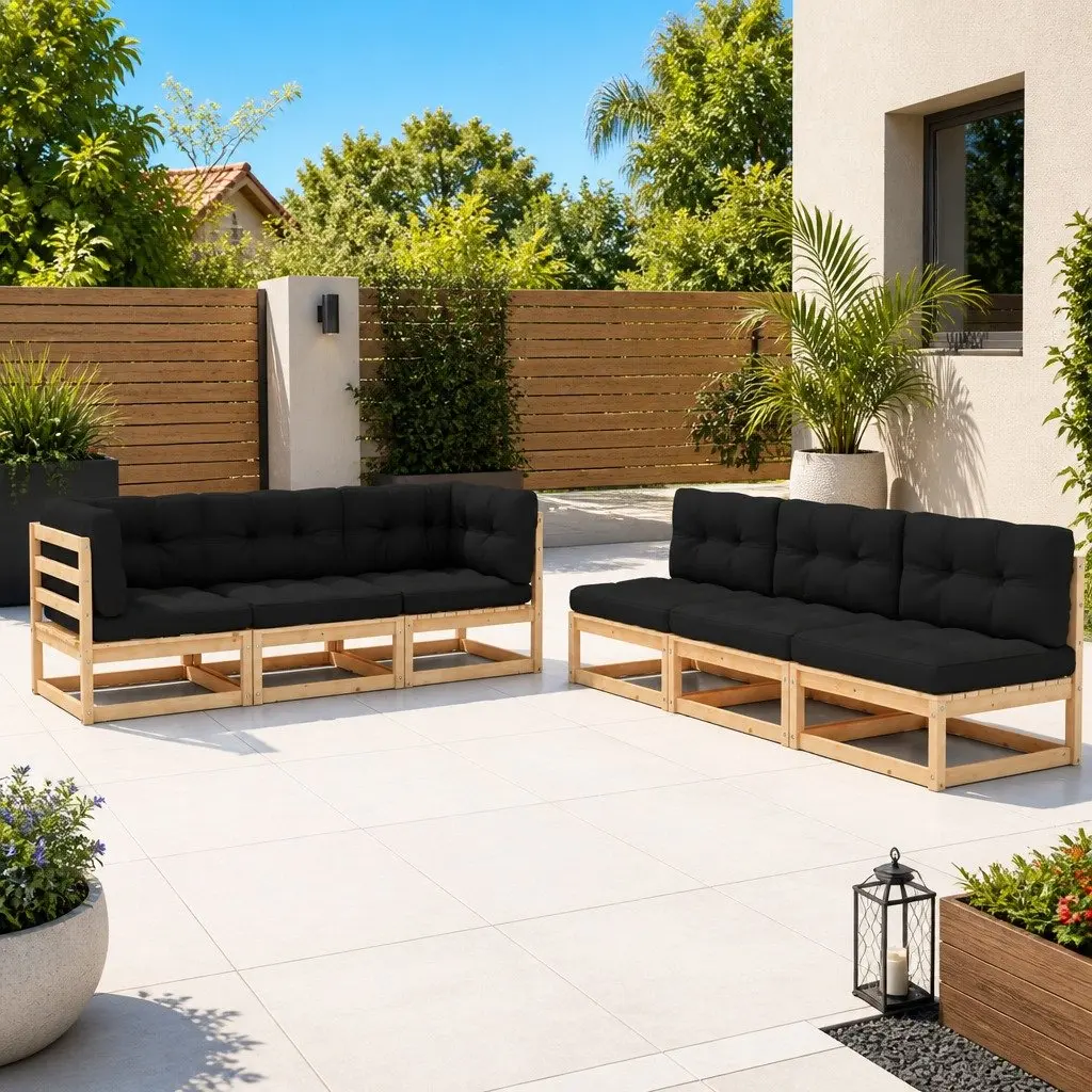 Garden Lounge Set 6 Piece Outdoor Furniture Solid Pinewood Anthracite