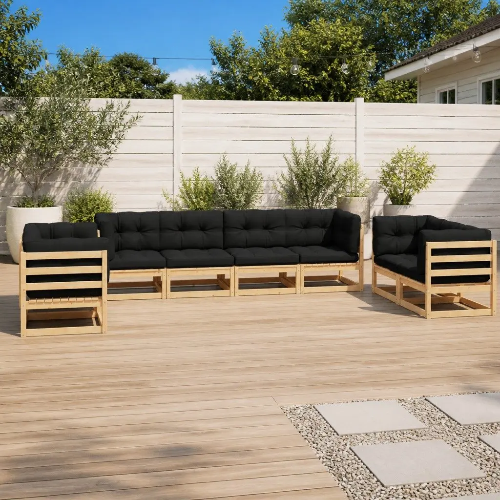 Garden Lounge Set Solid Pinewood 8 Piece with Cushions