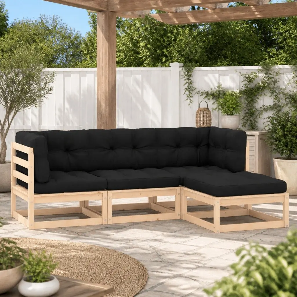 4 Piece Garden Lounge Set Solid Pinewood Anthracite Outdoor Sofa