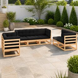 7 Piece Garden Lounge Set Outdoor Furniture Modular Seating with Cushions