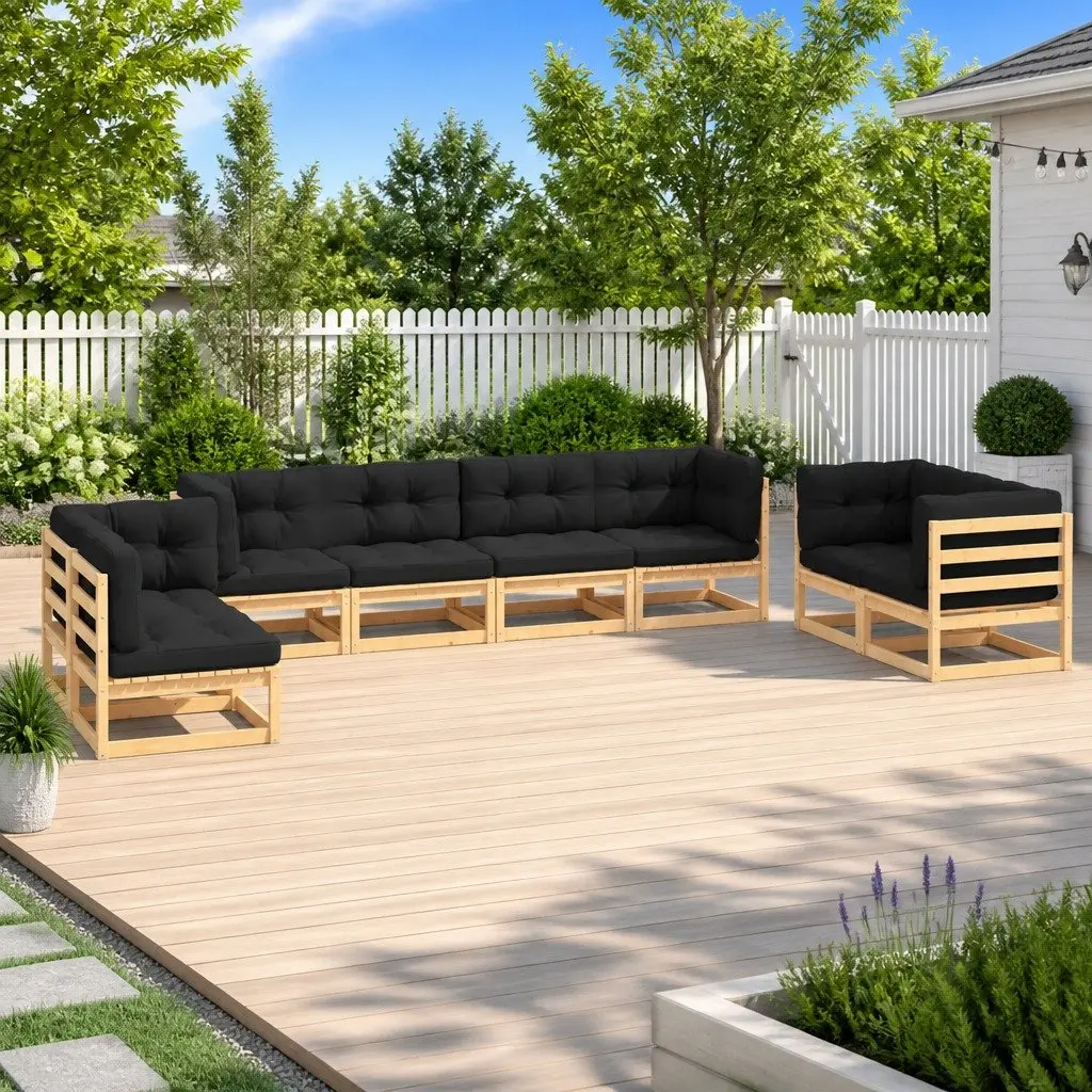 8 Piece Garden Lounge Set with Cushions Outdoor Patio Furniture Modular Seating