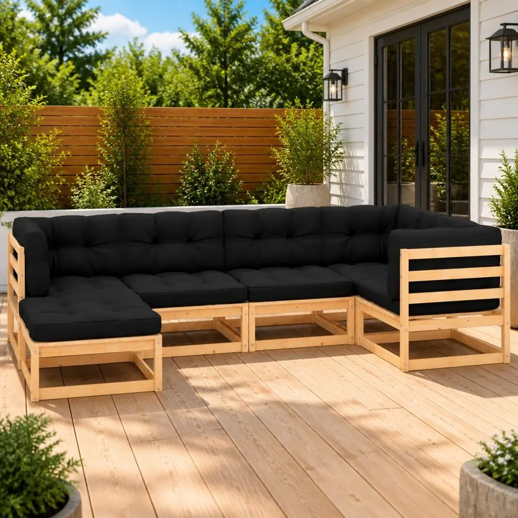 Modular Outdoor Lounge Set 6 Piece Pinewood Anthracite Furniture
