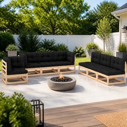 Garden Lounge Set 7 Piece Outdoor Furniture with Cushions Pinewood Anthracite