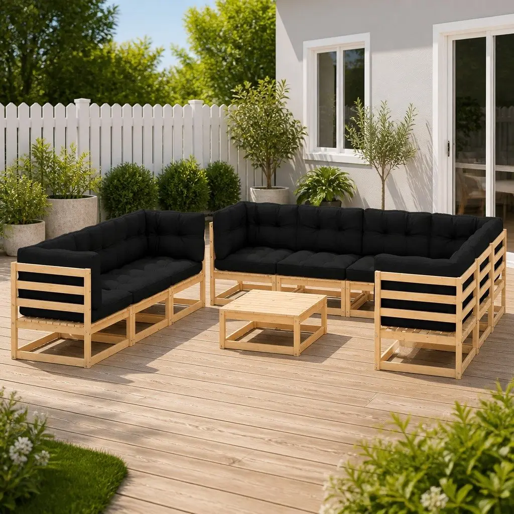 10 Piece Modular Garden Lounge Set with Cushions Anthracite