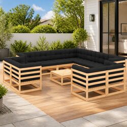 Friendly 12 Piece Garden Lounge Set for Outdoor Comfort