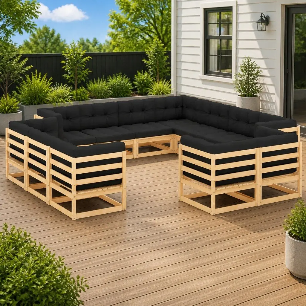 Garden Lounge Set 12 Piece Pallet Sofa Outdoor Furniture with Cushions