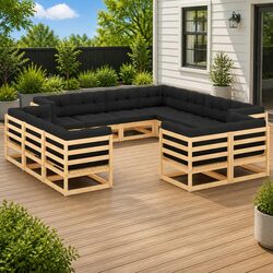Garden Lounge Set 12 Piece Pallet Sofa Outdoor Furniture with Cushions