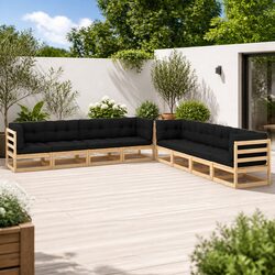 Garden Lounge Set 8 Piece Outdoor Patio Sofa Pinewood with Anthracite Cushions