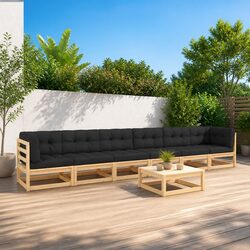 Your Ideal 7-Piece Lounge Set: Pinewood and Cushions