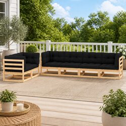 Your Ideal Garden Lounge Set 6 Pieces Pinewood and Cushions