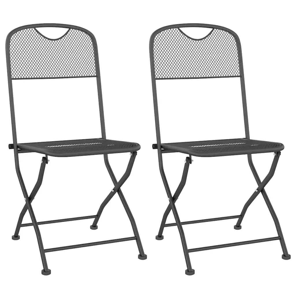 3 Piece Garden Dining Set Expanded Metal Mesh Anthracite Patio Furniture
