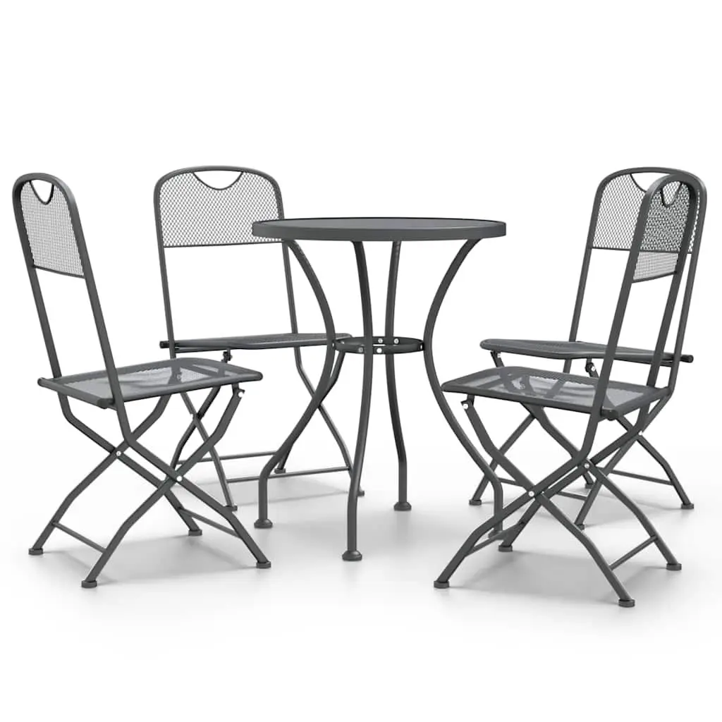 Outdoor Dining Set 5 Piece Anthracite Folding Chairs Expanded Metal Mesh