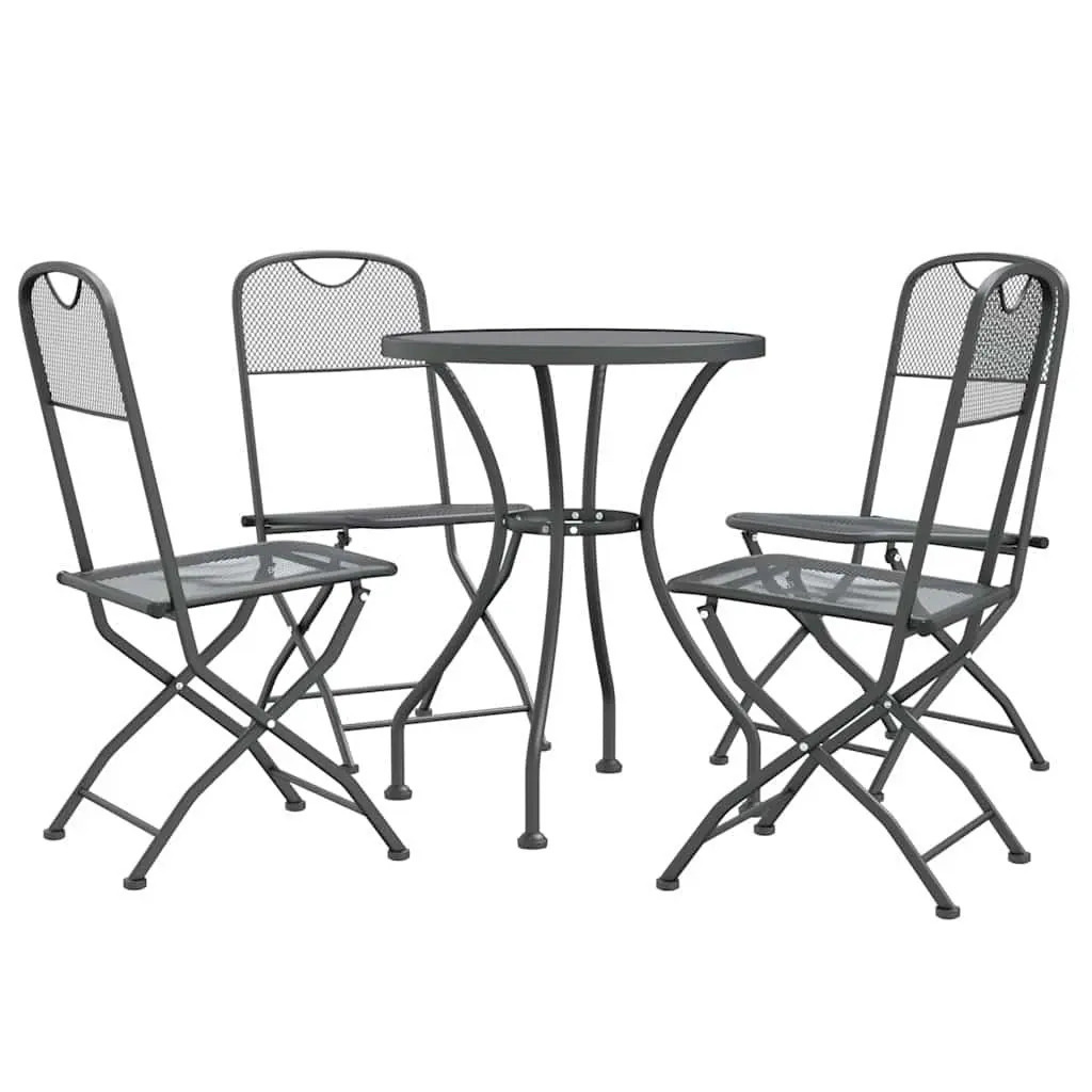 Outdoor Dining Set 5 Piece Anthracite Folding Chairs Expanded Metal Mesh