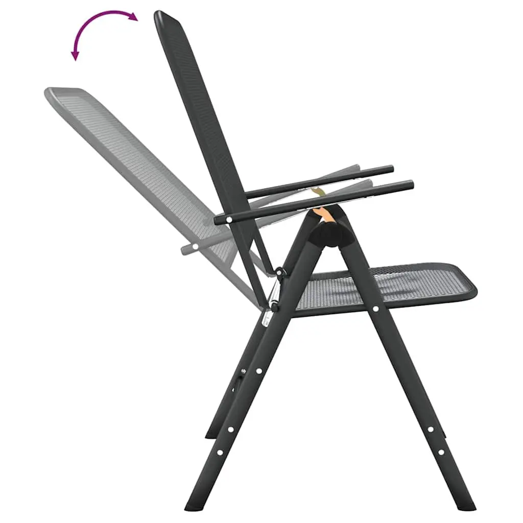 Expanded Metal Mesh Garden Dining Set 5 Piece Anthracite Outdoor Furniture with Adjustable Backrest and Folding Chairs