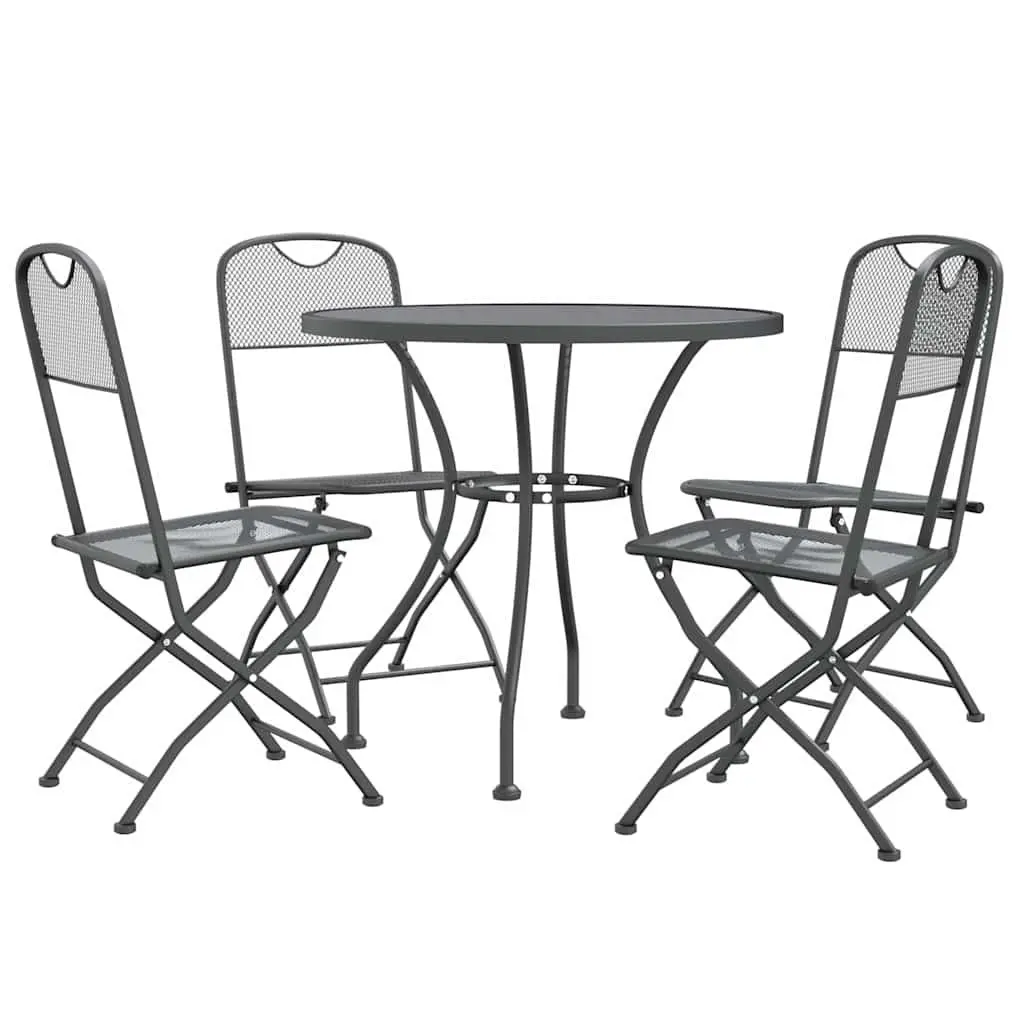 5 Piece Outdoor Dining Set Anthracite Expanded Metal Mesh Garden Furniture