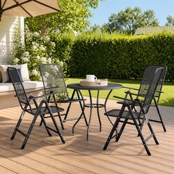 Garden Dining Set 5 Piece Outdoor Furniture Expanded Metal Mesh Anthracite