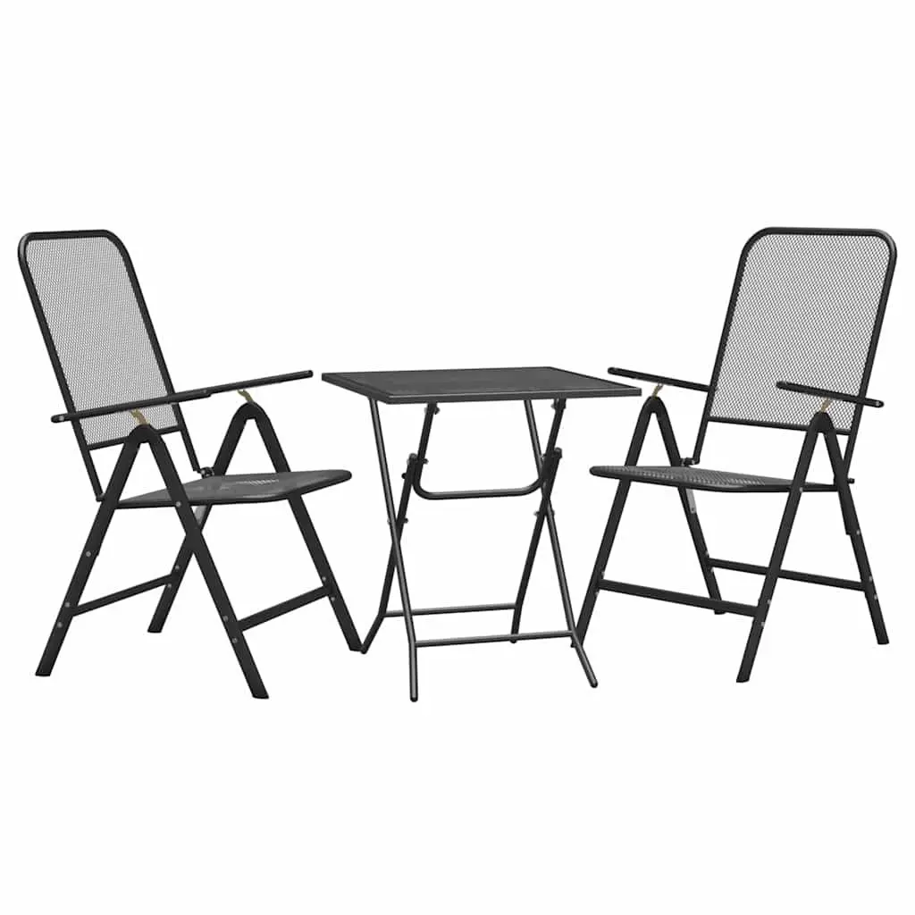 3 Piece Garden Dining Set Anthracite Expanded Metal Mesh Outdoor Furniture