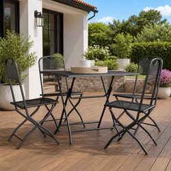 5 Piece Outdoor Garden Dining Set Foldable Patio Table Chairs Anthracite