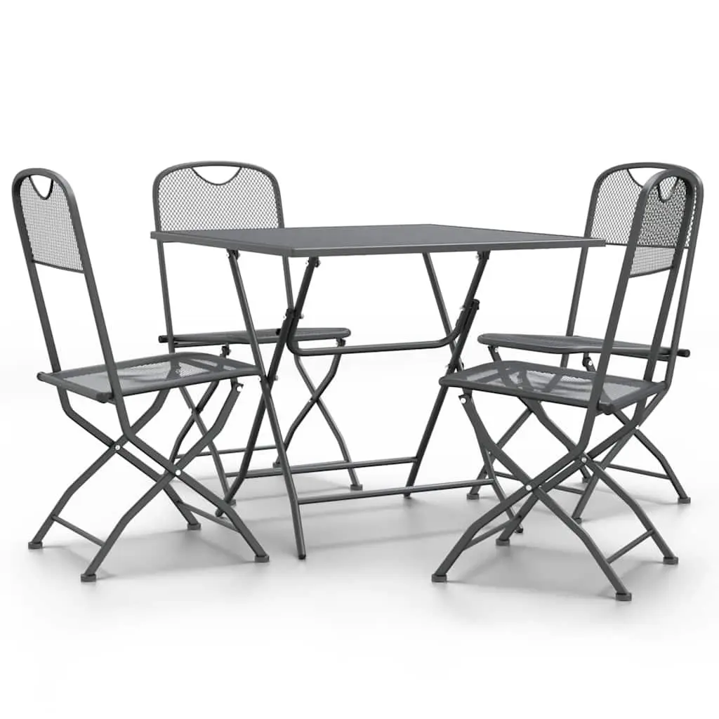 5 Piece Foldable Outdoor Garden Dining Set Anthracite