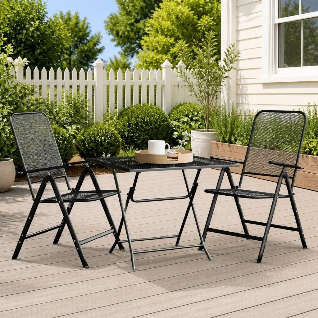Garden Dining Set Foldable Adjustable 3 Piece Anthracite