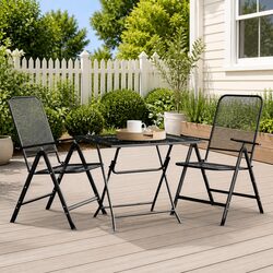 Garden Dining Set 3 Piece Outdoor Patio Furniture Anthracite Foldable Adjustable