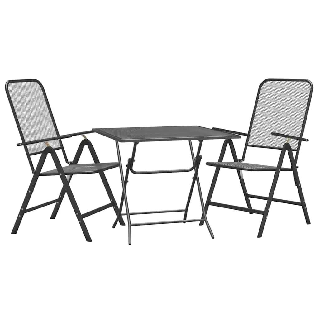 Garden Dining Set Foldable Adjustable 3 Piece Anthracite