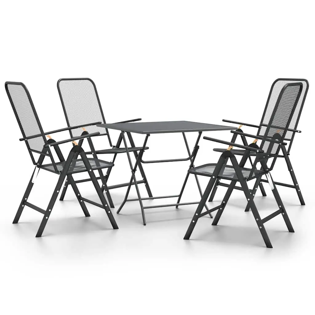 Outdoor Patio Furniture Set 5 Piece Foldable Table and Chairs Anthracite