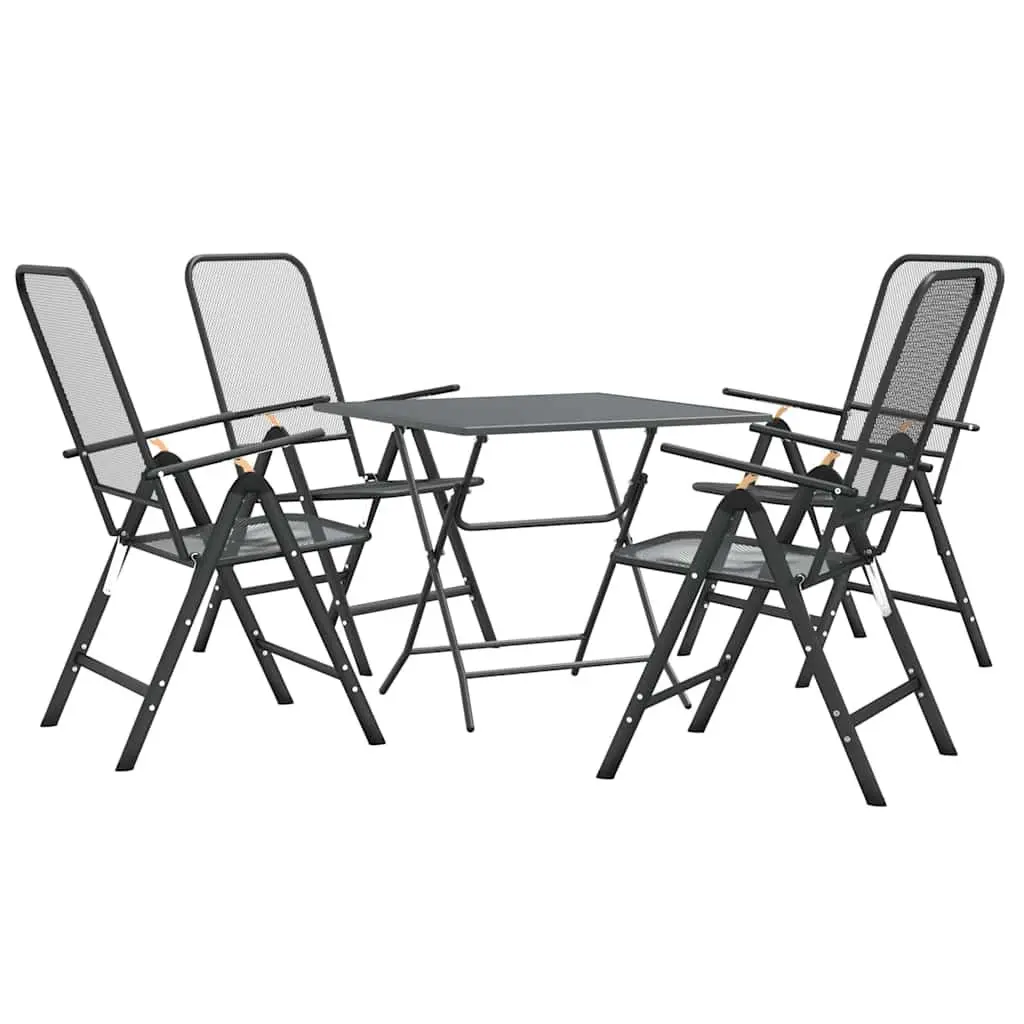 Outdoor Patio Furniture Set 5 Piece Foldable Table and Chairs Anthracite