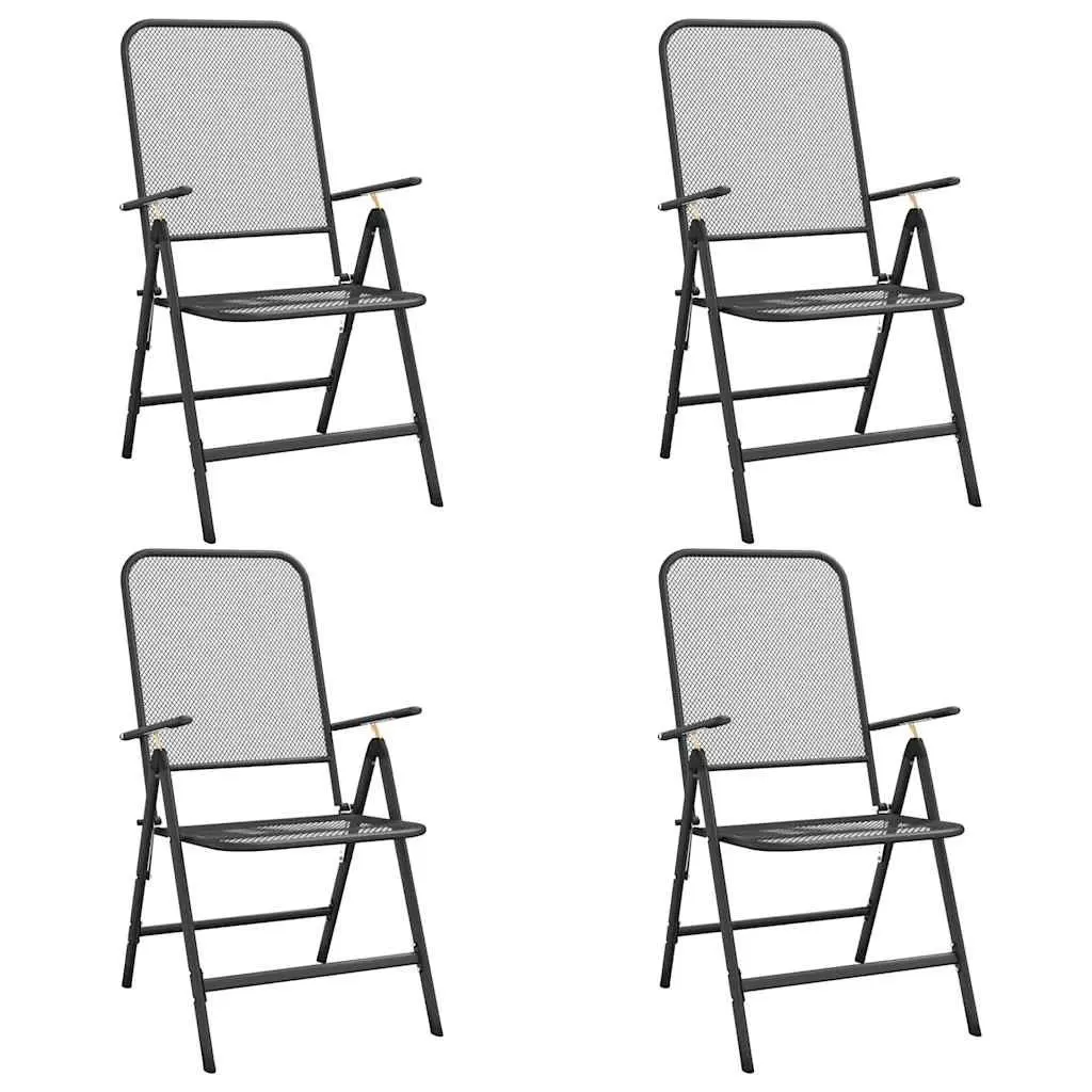 Outdoor Patio Furniture Set 5 Piece Foldable Table and Chairs Anthracite