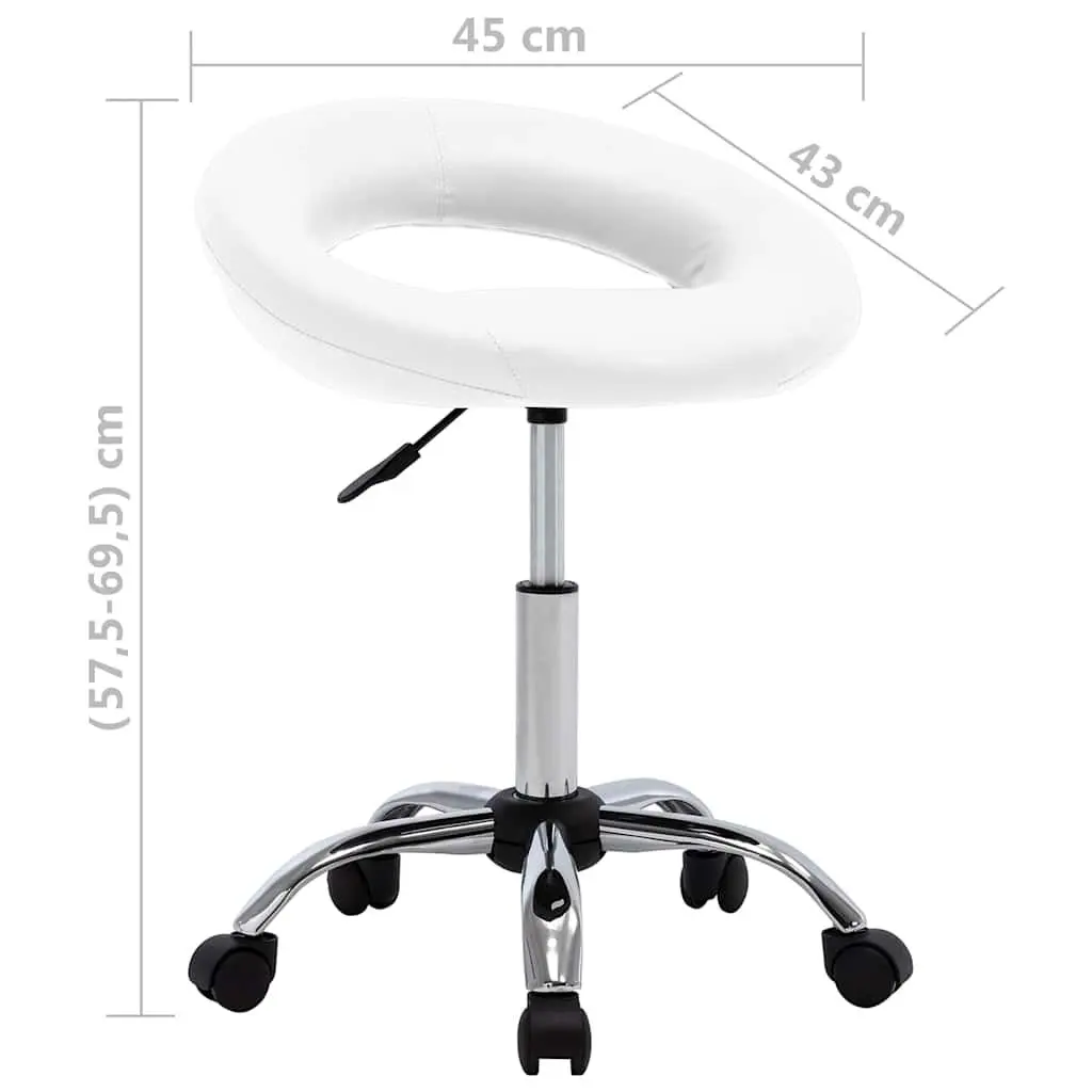 Swivel Dining Chair White Faux Leather Adjustable Height 360 Degree Rotation