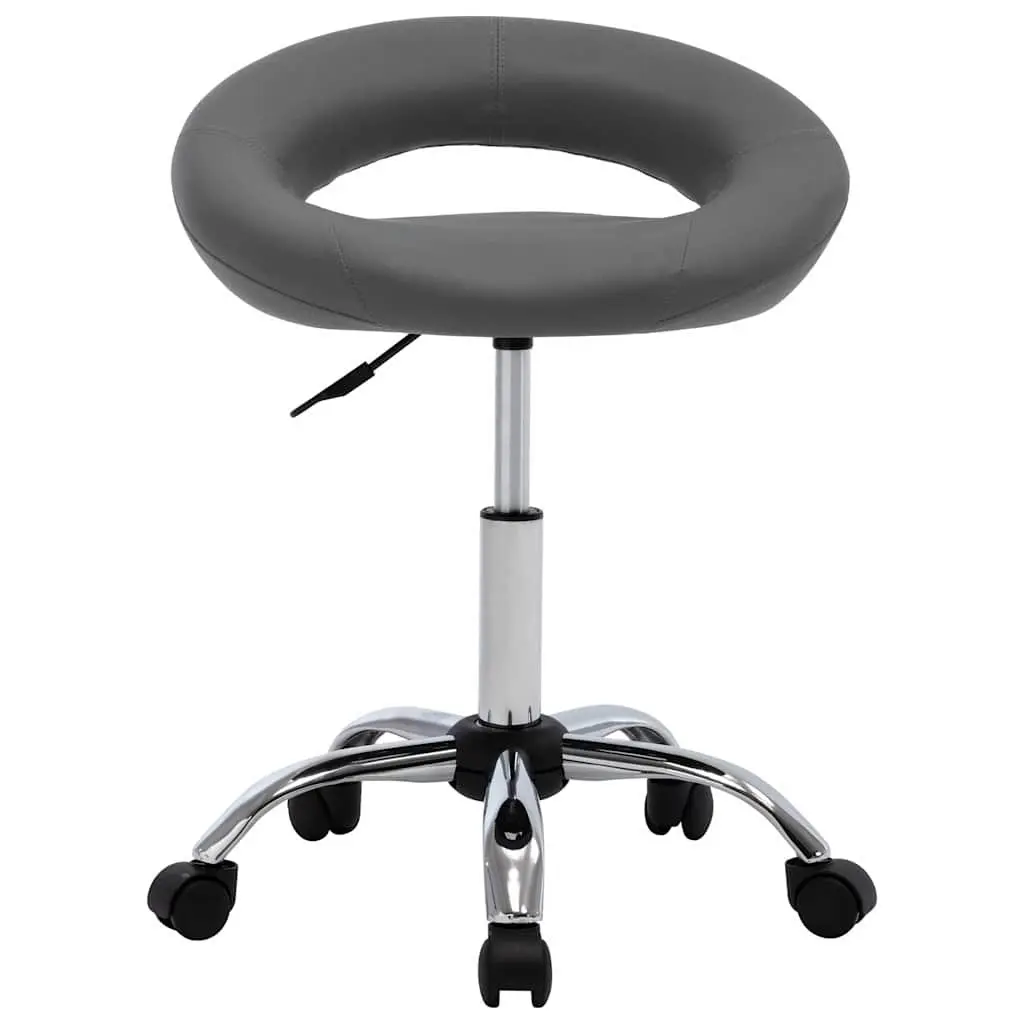 Faux Leather Swivel Chair Grey Height Adjustable 360 Degree Rotating