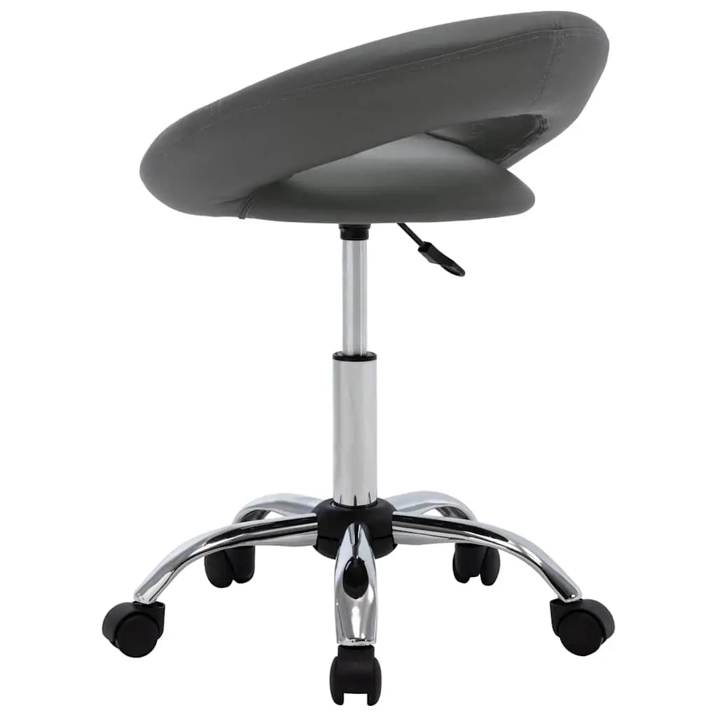 Faux Leather Swivel Chair Grey Height Adjustable 360 Degree Rotating