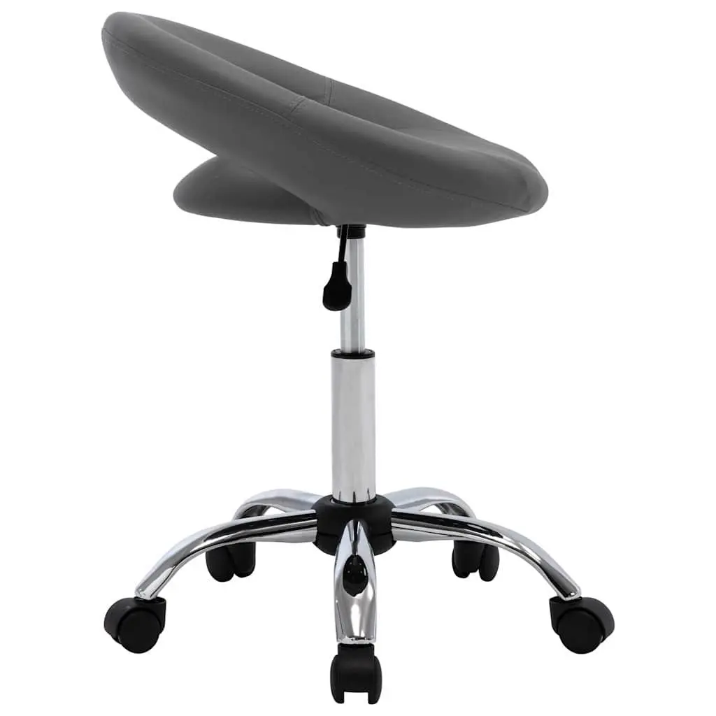 Faux Leather Swivel Chair Grey Height Adjustable 360 Degree Rotating